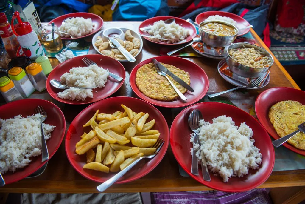Nepalese trekking food on the mountain