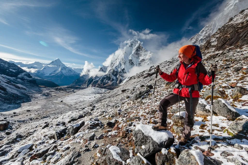 Fantastisk utsikt över vandringen till Everest Base Camp
