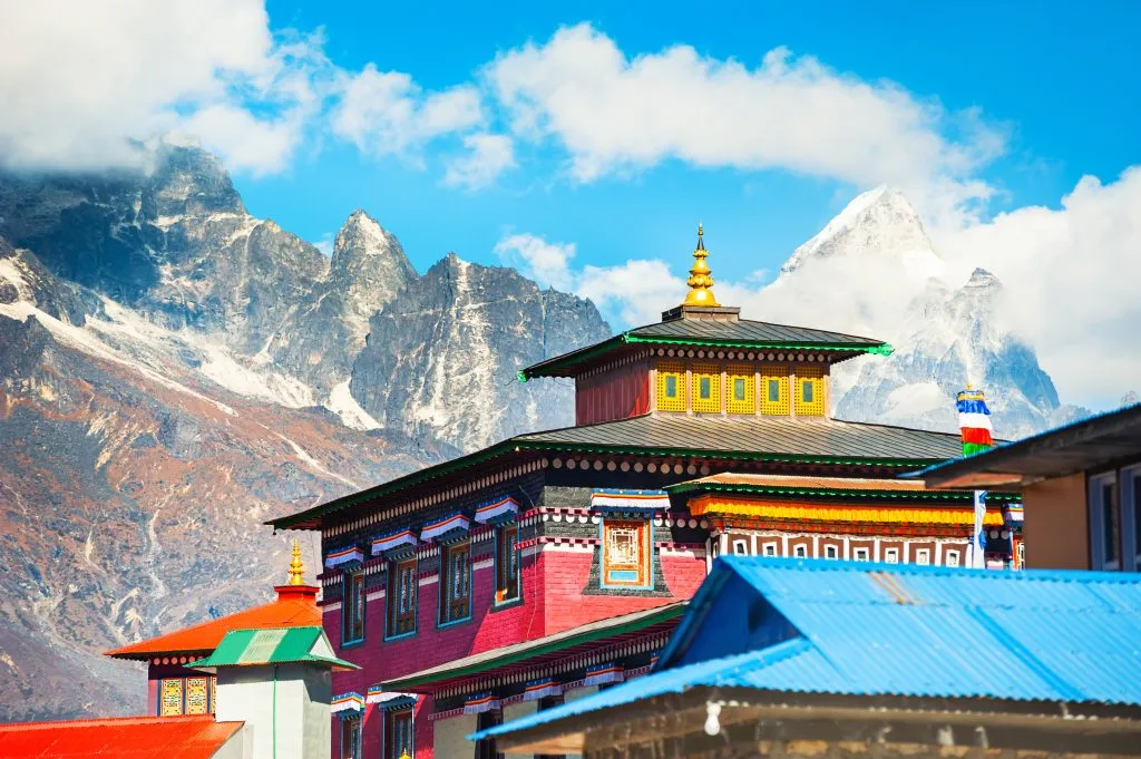 Monastère de Tengboche dans les montagnes de l'Himalaya. Vallée du Khumbu, région de l'Everest, Népal